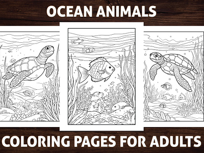 Coloring Book Interior for Adults activitybook adult book interior adult coloring book amazon kdp amazon kdp book design book cover coloring book design graphic design kdp kdp coloring book kdp interior ocean animals