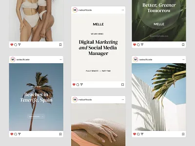 MELLE — Instagram Feed brand identity branding clean cohesive feed fashion branding feed instagram design instagram feed instagram post minimal online clothing premium brand social media social media design swimwear branding