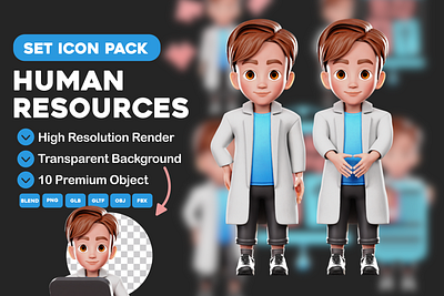 3D Human Resources Icon Pack 3d 3d rendering design graphic design illustration