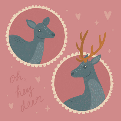 Valentine's Deer art drawing illustration nature procreate