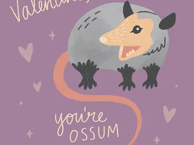 Valentine possum art drawing illustration nature procreate
