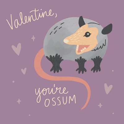 Valentine possum art drawing illustration nature procreate