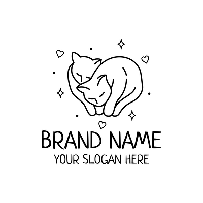 Pet Clinic Logo Design, Pet Shop Logo black and white cat food heart store