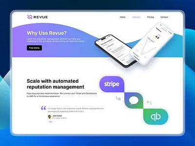 Reputation Management App app clean gradient ios landing landing page management mobile reputation reviews simple stripe web web app website