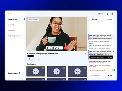 Plateforme d'E-learning à destination des collégiens français product design ui