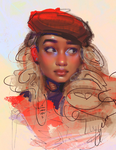 Girl with the Red Beret by Mandy Berry animation book cover character art concept art graphic design illustration painting portrait art vector art