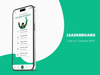 #019 | Leaderboard challenge daily ui dailyui green illustration leaderboard money ui