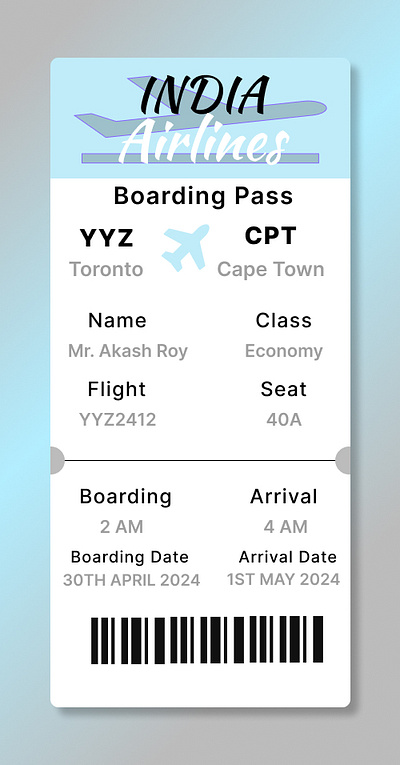 Boarding Pass ui 024 024 100days ofui dailyui dailyui024 day024 day24 ui uiux