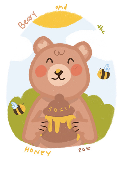 Beary and the Honey Pot childrens illustration cute design graphic design illustration logo nursery ui vector