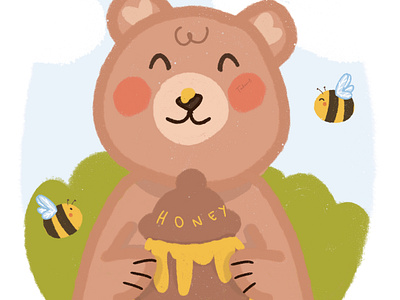 Beary and the Honey Pot childrens illustration cute design graphic design illustration logo nursery ui vector