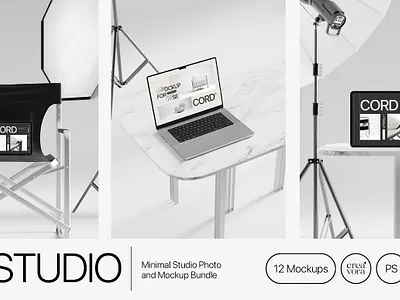 Studio - Minimal Mockup Bundle business card mockup desktop mockup devices frame mockup ipad pro mock up mood board mockup multi device mockup office photography picture frame mockup responsive mockup scene mockup stationery mockup
