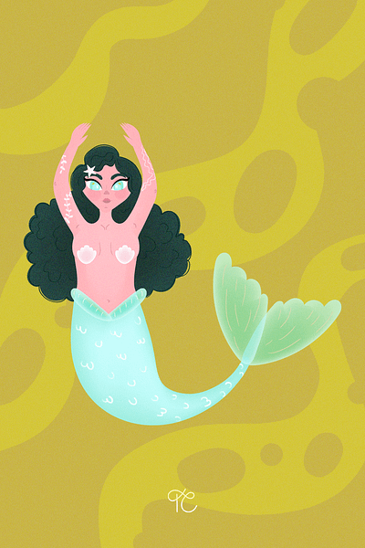Serene Mermaid graphic design ilustração vetores