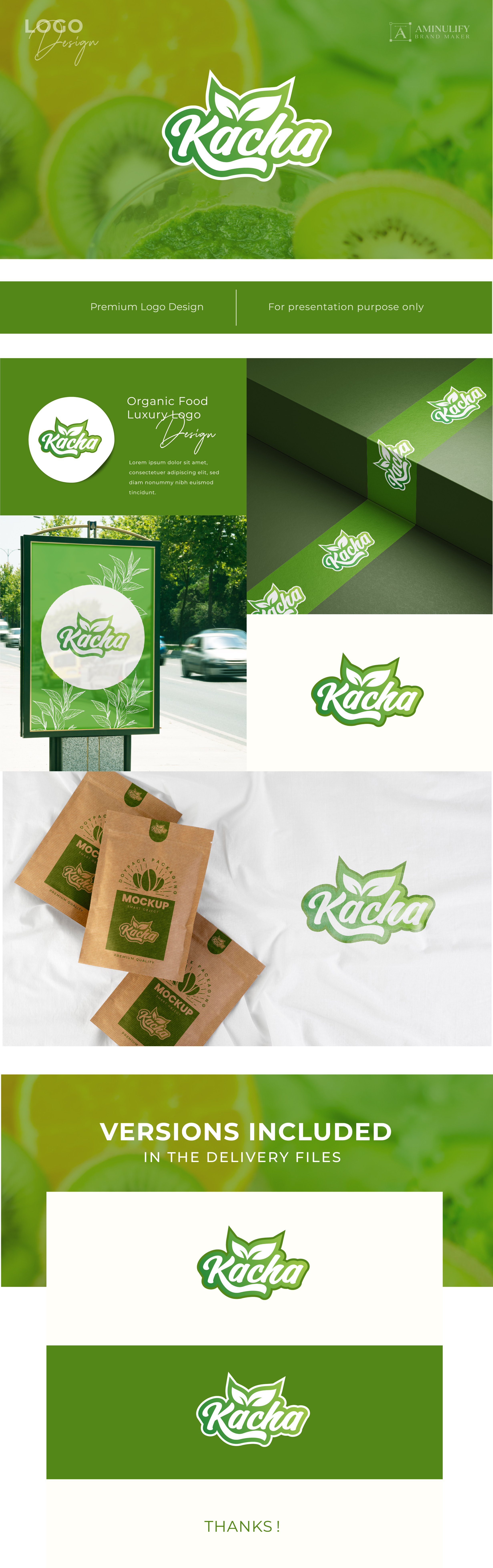 Kacha Organic Food Brand Identity Design concept logo fresh food logo healthy food logo organic organic food branding organic food logo organic fruits logo vegetable food logo
