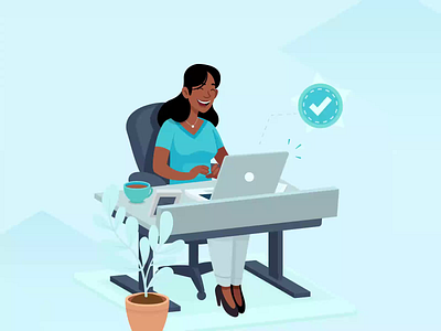 Automox: Desk Woman 3d agency animation branding caviar design graphic design illustration logo motion graphics ui ux vector