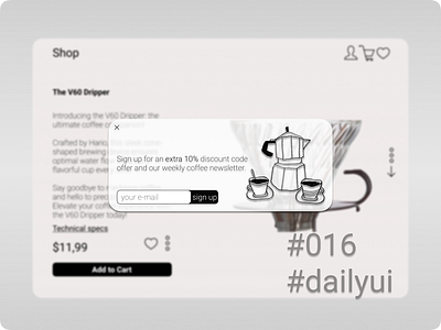 #016 #UIX101 challenge completed. #016 #dailyui card coffee daily dailyui figma pop up shot ui uiux uix101 ux