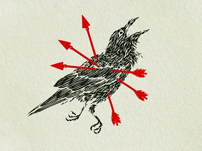 Raven arrow art bird crow dead draw grunge illustration print raven tatoo vector vintage