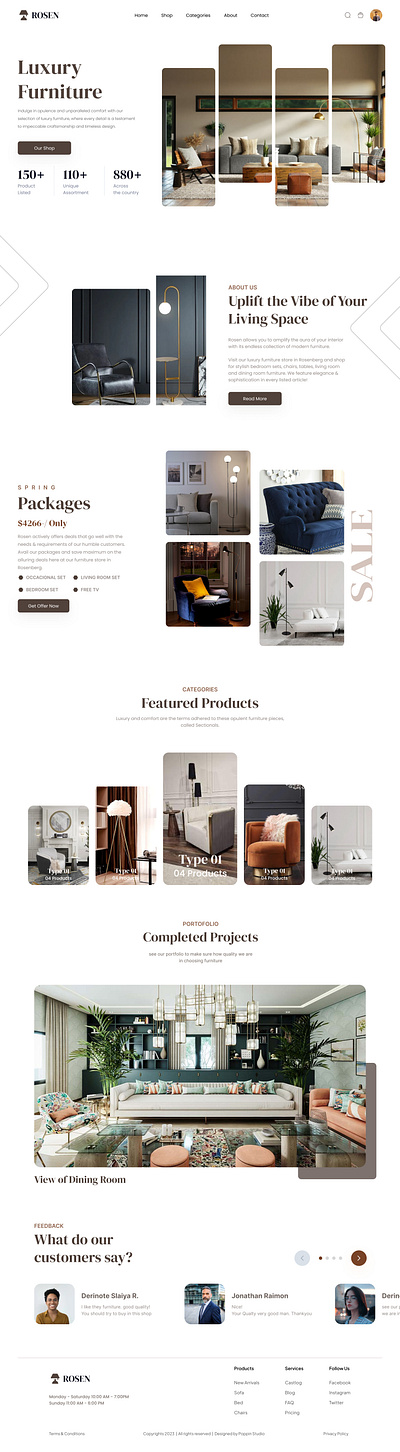 Rosen-Furniture Website Landing Page inspiration landing page ui uiux web design website design