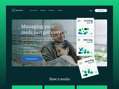 Medspack design green pills web webdesign