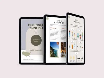 Eloquent English Workbook aesthetic design clean clean ui ebook english graphic design language learning learning language product design simple studying ui ui design ux design visual design workbook
