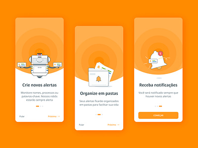 Jusbrasil Alertas — Onboarding app design illustration onboarding