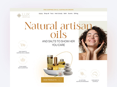 Natural oils - Lux Aestiva Proposal redesign clean design ui elegant femenine design homepage landing page luxury minimalism natural romantice spa ui vintage website design wellness woman