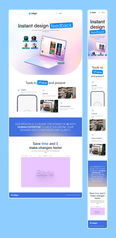 Inflight - design feedback platform clean design colorful site daily ui design product design ui gradient style homepage ia service landing page minimal playful style sass user persona website design