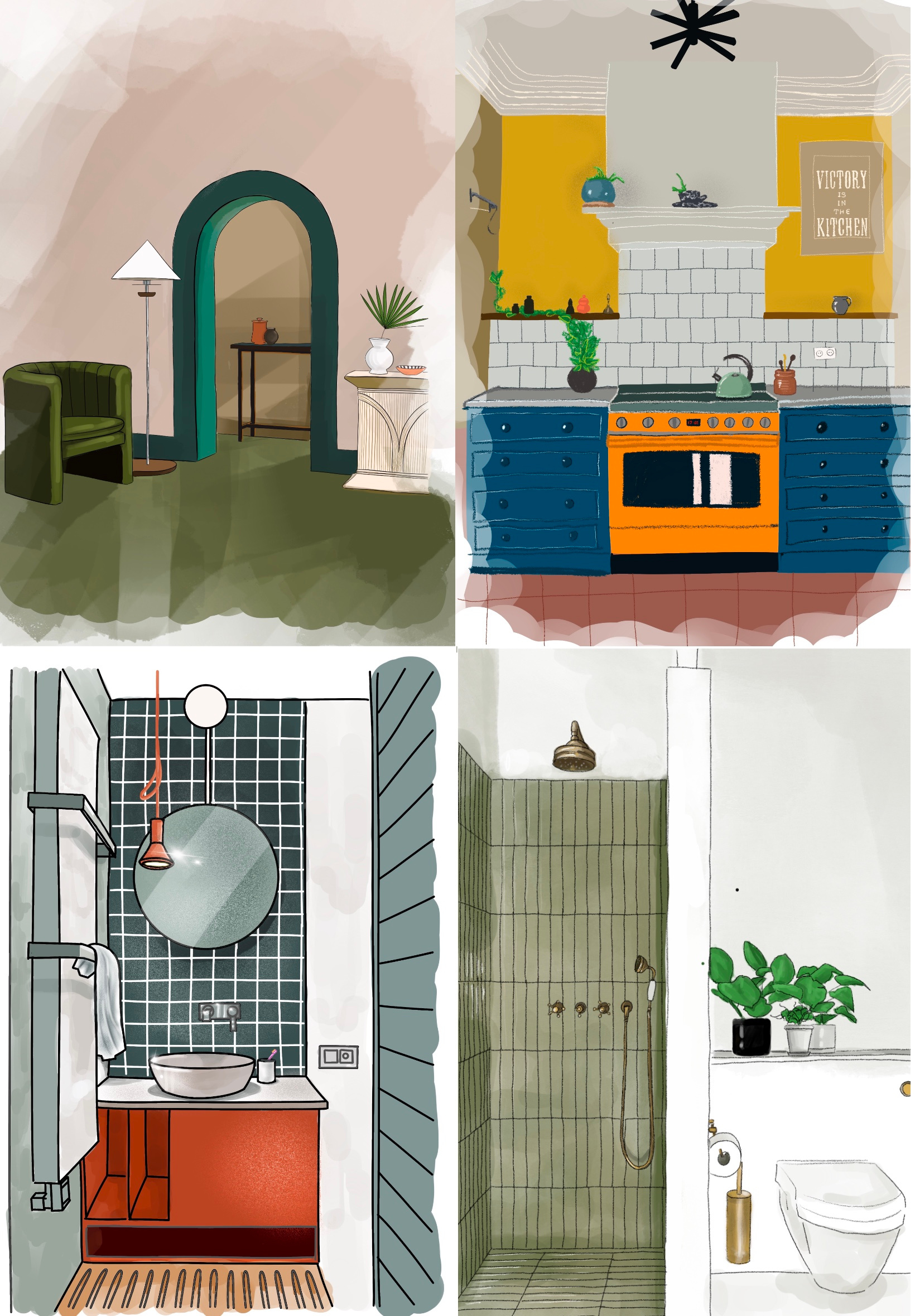 Interiors design illustration interior procreate