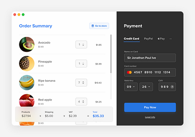 Daily UI #002 — Credit Card Checkout cart checkout credit card daily dailyui design e commerce ecommerce figma interface shop shopping cart ui ux webdesign
