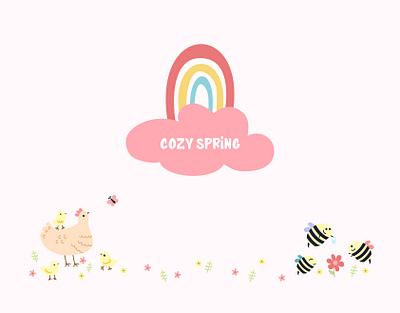 COZY SPRING COLLECTION illustrations, prints and patterns cartoon clipart cozy cute flat illustration illustrations pattern prints seamless pattern spring vector