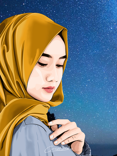 Hijab Potrait Vexel Art Illustration cartoon design graphic design illustration potrait vector art vexel vexel art