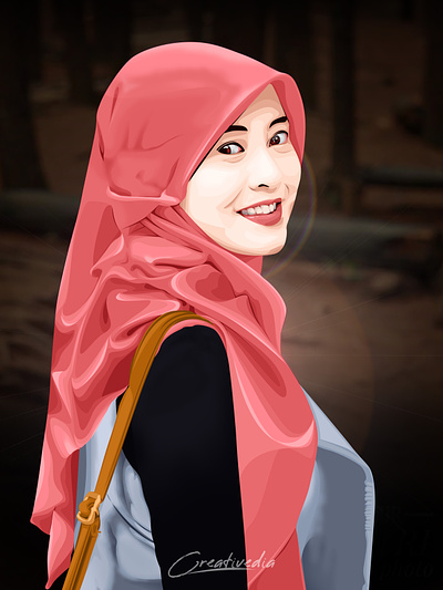 Hijab Potrait Vexel Art Illustration colorful portrait design graphic design illustration motion graphics vector art vexel vexel art vexelart