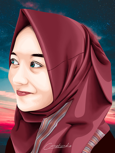 Hijab Potrait Vexel Art Illustration design graphic design illustration modesty in art vector art vexel vexelart