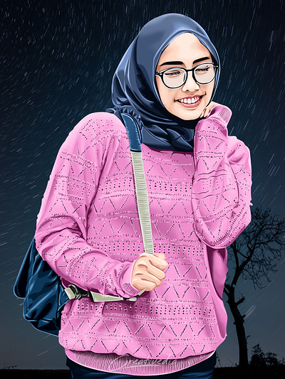 Hijab Potrait Vexel Art Illustration colorful portrait design graphic design illustration vector art vexel vexel art vexel canvas vexelart