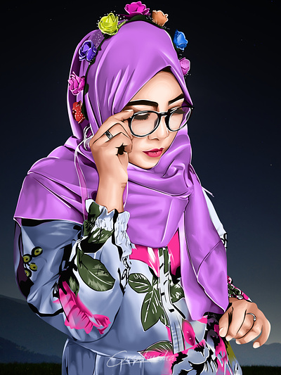 Hijab Potrait Vexel Art Illustration design feminine illustration graphic design illustration vector art vexel vexel art vexelart