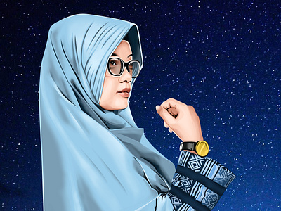 Hijab Potrait Vexel Art Illustration design feminine illustration graphic design headscarf vexel illustration motion graphics muslima canvas illustration vector art vexel vexel art vexel beauty vexelart