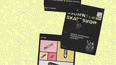 Ssomn Skateshop - Landing Page bento box bentobox branding brutalism landing page skate skateboard skateshop ui uiux design ux website