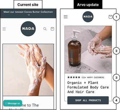 Nada | CRO body care conversion rate optimization cro hair organic plant soap ui ux web design website