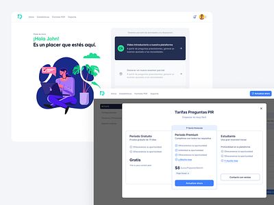 Plans app branding clean course design exam flat illustration layout logged plans ui ux web