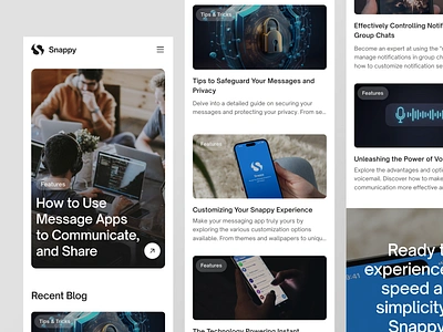 Snappy - Blog Page (Responsive) article blog blog page chat chatting communication community landing page responsive mesengger message news responsive talk tips trick ui updates web web design web page website