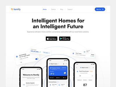 Homify - Mobile app landing page hidaytama landing page mobile landing page saas saas landing page slabdsgn smarthome app smarthome website ui web design website design