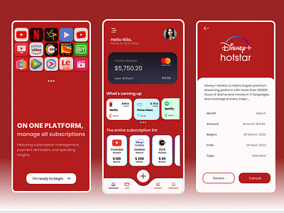 Subscription Management app- On one Platform app design ui ux