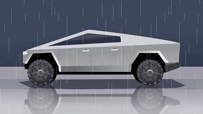 Cybertruck animation automobile car cybertruck digital editorial electric future illustration rain tesla vector
