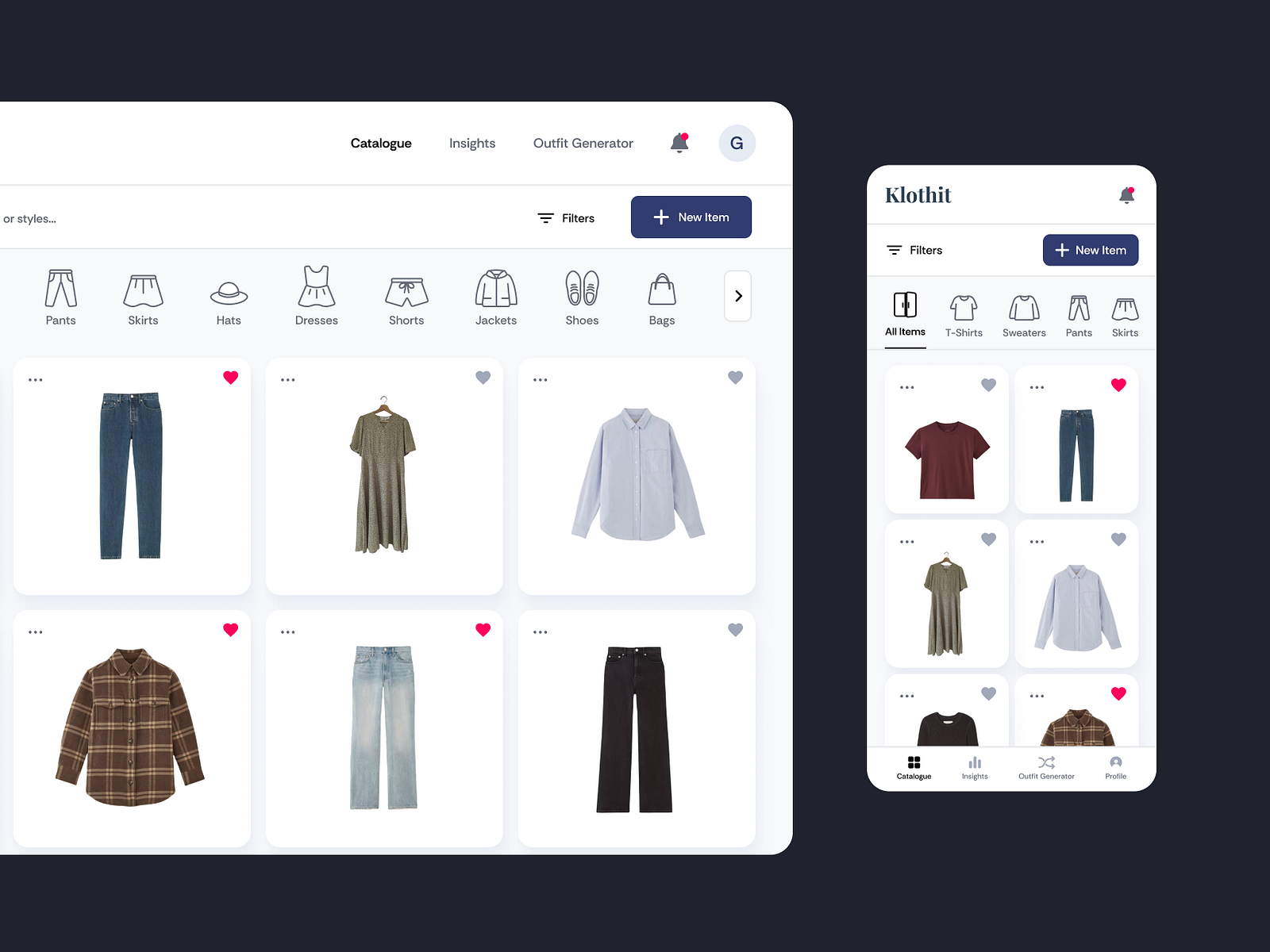 Klothit a wardrobe tracking app 👕 by Genevieve on Dribbble