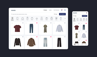 Klothit - a wardrobe tracking app 👕 icon design product design responsive design ui