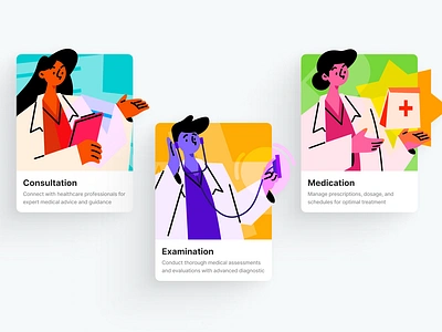 Healthcare Category Illustration card clinic consultation digital doctor emergency examination healthcare hospital illness illustration information medical medication medicine nurse patient technology therapist work