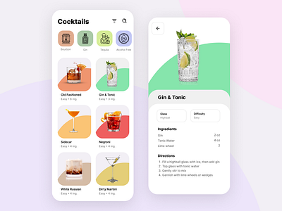 What's in your cup? cocktail design iconography mobile recipe ui ux web