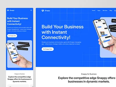Snappy - Business Page (Responsive) chat chat app clean community conversation design landing page responsive message app message responsive messager messages messaging minimalist responsive talk ui ux web design web responsive website
