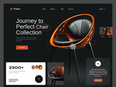 Chair Company Website banner buy now chair collection comfort comfortable design easy chair ecommerce orange shop sit sitting sofa table website