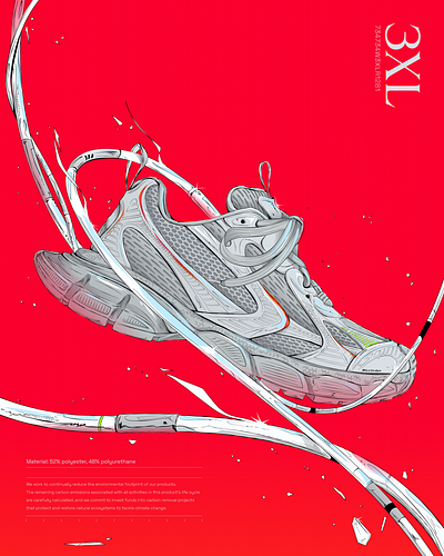 Balenciaga 3XL balenciaga design fashion futuristic hypebeast illustration illustrator modern red running shoe sport typography