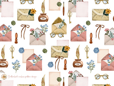 Letter writing tools surface pattern design floral illustration floral pattern illustration pattern seamless pattern summer surface design surface pattern textile design
